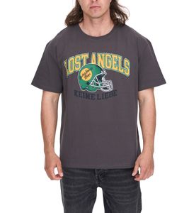 KEINE LIEBE Ballhead Herren Baumwoll-Shirt mit LOST ANGELES Schriftzug T-Shirt Rundhals-Shirt Kurzarm-Shirt KLTS1011GRY Grau/Grün/Orange KEINE LIEBE Ballhead Herren Baumwoll-Shirt mit LOST ANGELES Schriftzug T-Shirt Rundhals-Shirt Kurzarm-Shirt KLTS1011GRY Grau/Grün/Orange