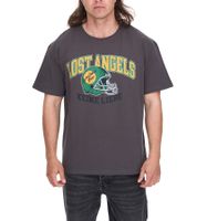 KEINE LIEBE Ballhead T-shirt da uomo in cotone con scritta LOST ANGELES T-shirt girocollo manica corta KLTS1011GRY grigio/verde/arancione