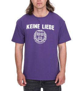 KEINE LIEBE Herren Baumwoll-Shirt mit Brocken-Heart-Club Wappen T-Shirt Rundhals-Shirt Kurzarm-Shirt KLTS1009 Violett/Weiß KEINE LIEBE Herren Baumwoll-Shirt mit Brocken-Heart-Club Wappen T-Shirt Rundhals-Shirt Kurzarm-Shirt KLTS1009 Violett/Weiß
