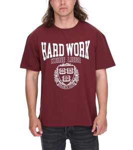 KEINE LIEBE Herren Baumwoll-Shirt mit Hard Work Schriftzug T-Shirt Rundhals-Shirt Kurzarm-Shirt KLTS1008 Rot/Weiß KEINE LIEBE Herren Baumwoll-Shirt mit Hard Work Schriftzug T-Shirt Rundhals-Shirt Kurzarm-Shirt KLTS1008 Rot/Weiß