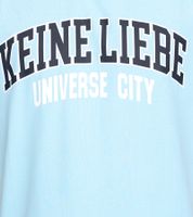 KEINE LIEBE Universe City Chemise en coton pour homme avec accents de couleur T-shirt à col rond Chemise à manches courtes KLTS1010 Bleu clair/noir/blanc