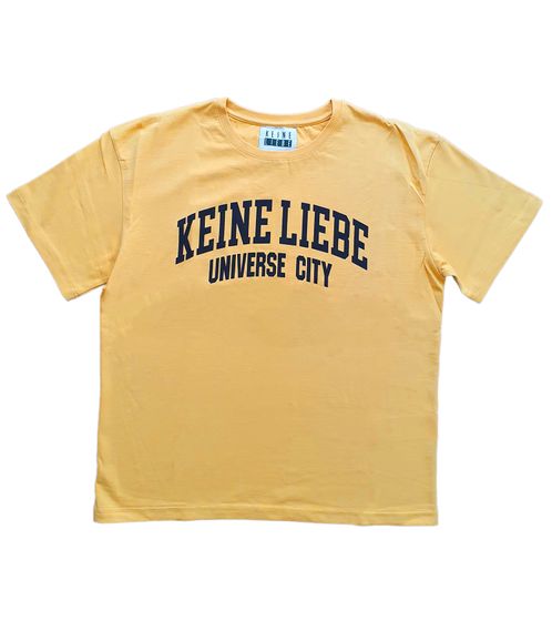 KEINE LIEBE Universe City Herren Baumwoll-Shirt mit farblichen Akzenten T-Shirt Rundhals-Shirt Kurzarm-Shirt KLTS1012YEL Gelb/Schwarz