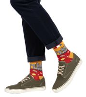 1 paires de chaussettes homme en coton Moustard Paris avec imprimé all-over skyline de Paris chaussettes longues rayées et à motifs 17S-PARIS Rouge/Jaune/Blanc