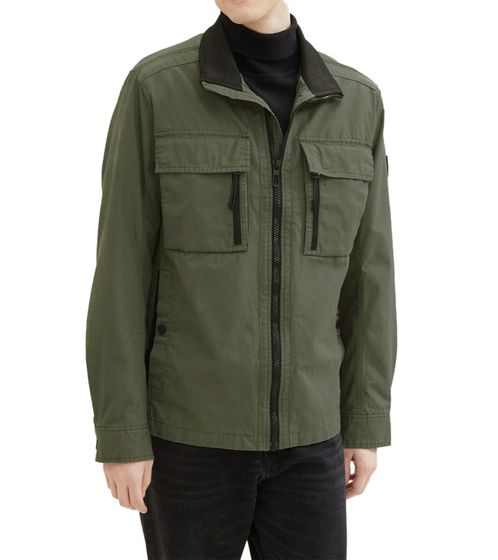 Tom Tailor men's transitional jacket, sustainable leisure jacket with large breast pockets 96396857 olive green