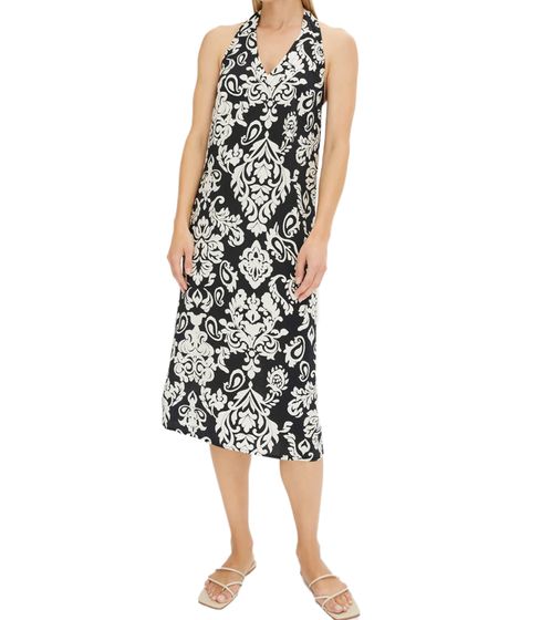 light women's summer dress halter neck dress with paisley print, off-the-shoulder midi dress 915503 white/black