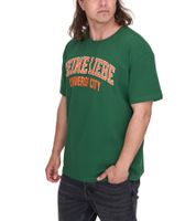 KEINE LIEBE Universe City et Broken Heart Club T-shirt en coton pour homme avec accents de couleur T-shirt à col rond T-shirt à manches courtes KLTS10 en jaune, vert, bleu, rouge, violet ou gris