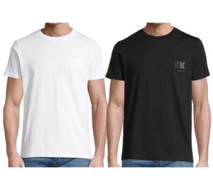 steffen klein Herren T-Shirt Baumwoll-Shirt mit plastischem Print Rundhals-Shirt Weiß oder Schwarz