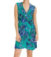 Robe d'été pour femme avec imprimé floral all-over, mini robe, robe décontractée, robe de vacances 978851 vert/bleu