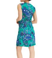 Robe d'été pour femme avec imprimé floral all-over, mini robe, robe décontractée, robe de vacances 978851 vert/bleu
