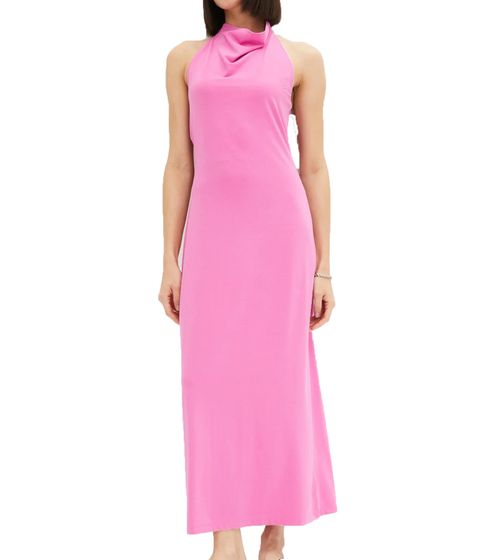 langes Damen Sommer-Kleid Neckholder-Kleid mit extravagantem Rücken Maxi-Kleid 905374 Pink