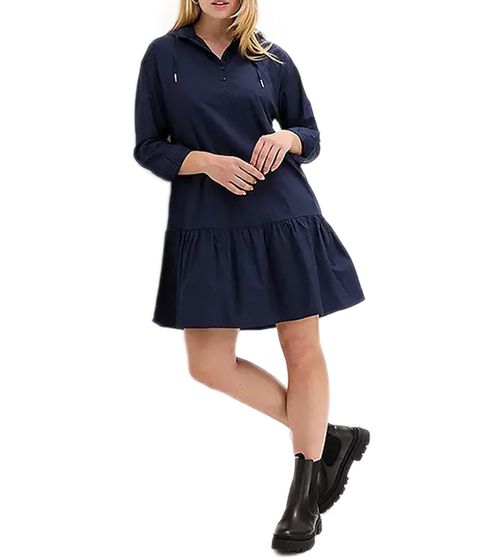 Women's Hoodie Dress, Cotton Dress with Hood, Long-Sleeved Dress, Mini Dress, Spring Dress 953141 Dark Blue