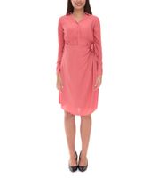 Robe d'été légère pour femme avec col Kent, robe portefeuille mi-longue, robe de printemps, 940109, rose saumon