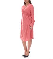 Robe d'été légère pour femme avec col Kent, robe portefeuille mi-longue, robe de printemps, 940109, rose saumon