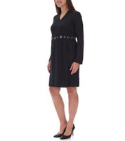 Robe fourreau élégante pour femme, robe d'affaires avec bordure à œillets, robe d'été, robe à manches longues 951072 Noir