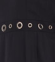 Robe fourreau élégante pour femme, robe d'affaires avec bordure à œillets, robe d'été, robe à manches longues 951072 Noir