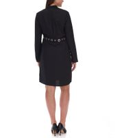 Robe fourreau élégante pour femme, robe d'affaires avec bordure à œillets, robe d'été, robe à manches longues 951072 Noir