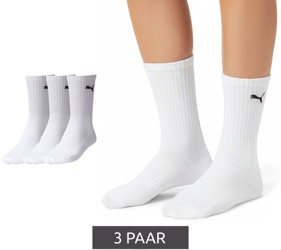 3 pares de calcetines deportivos lisos PUMA, calcetines de algodón, calcetines de tenis, calcetines largos 7308 300 Blanco
