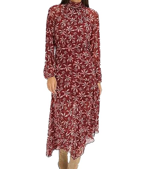 Sustainable Women's Summer Dress, Midi Dress with Floral Print, Boho Dress 967777 Red