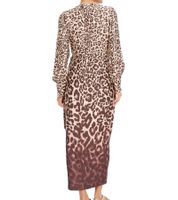 Robe longue d'été durable pour femme avec imprimé léopard intégral et fente haute 945908 Marron