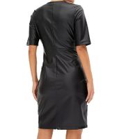 Robe d'été pour femme, robe nouée en similicuir, mini robe à manches courtes, 923740, noir