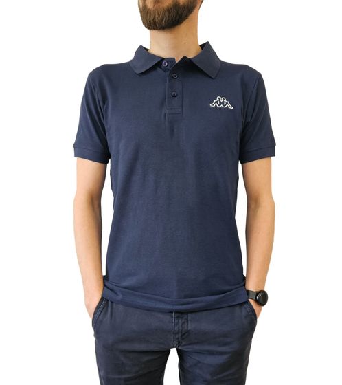 Kappa Men's Cotton Polo Shirt with Small Embroidery, Short-Sleeved Pique Knit Polo Shirt, 303173NC A05 Dark Blue