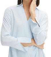 Lightweight women's summer dress with a Kent collar, spring dress, wrap dress, midi dress, 929374, light blue