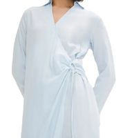 Lightweight women's summer dress with a Kent collar, spring dress, wrap dress, midi dress, 929374, light blue