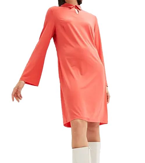 Sustainable women's mini dress, summer dress, jersey dress with shirt collar and flared sleeves 928818