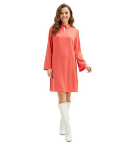 Sustainable women's mini dress, summer dress, jersey dress with shirt collar and flared sleeves 928818