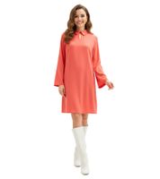 nachhaltiges Damen Mini-Kleid Sommer-Kleid Jersey-Kleid mit Hemdkragen und ausgestellten Ärmeln 928818 Lachs