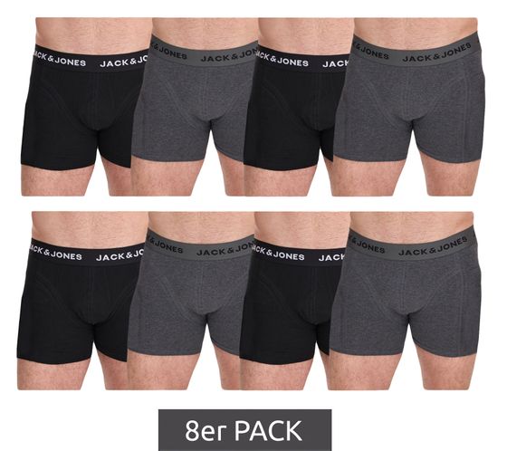 8-pack of JACK & JONES men's boxer shorts, breathable cotton underwear, mottled, 12259926, black/dark gray