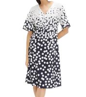 Robe d'été femme à pois all-over, mini-robe légèrement évasée 942863 Blanc/Bleu