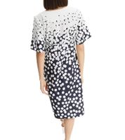 Robe d'été femme à pois all-over, mini-robe légèrement évasée 942863 Blanc/Bleu