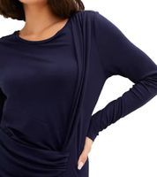 Robe midi femme, robe d'été effet portefeuille, robe décontractée, robe à manches longues 952182 bleu foncé