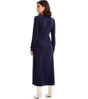 Robe midi femme, robe d'été effet portefeuille, robe décontractée, robe à manches longues 952182 bleu foncé