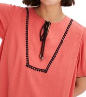 leichtes Damen Sommer-Kleid Tunika-Kleid mit seitlichen Taschen und Zierpaspel 942988 Koralle