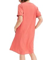 leichtes Damen Sommer-Kleid Tunika-Kleid mit seitlichen Taschen und Zierpaspel 942988 Koralle