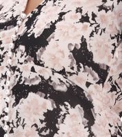 Floral Women's Summer Dress, Sustainable Midi Dress Made from Recycled Material, Knee-Length Lightweight Chiffon Dress with Button Placket 963798 White/Pink/Black Floral Women's Summer Dress, Sustainable Midi Dress Made from Recycled Material, Knee-Length Lightweight Chiffon Dress with Button Placket 963798 White/Pink/Black