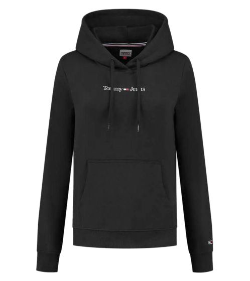 TOMMY JEANS Serif Women's Hoodie, Long-Sleeved Cotton Hoodie, Sweat-Sweater DW0DW15649 BDS Black