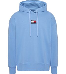 TOMMY JEANS Herren Kapuzen-Pullover Langarm-Shirt Baumwoll-Hoody Sweat-Pullover DM0DM16384 CY7 Hellblau/Rosa