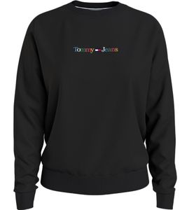 TOMMY JEANS Women's Crew Neck Sweater, Long-Sleeved Cotton Shirt, Sweat-Sweater DW0DW15648 BDS Black