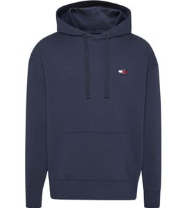 TOMMY JEANS Badge Men's Hooded Sweater, Long-Sleeved Cotton Hoodie, Sweat Pullover DM0DM16369 C87 Dark Blue