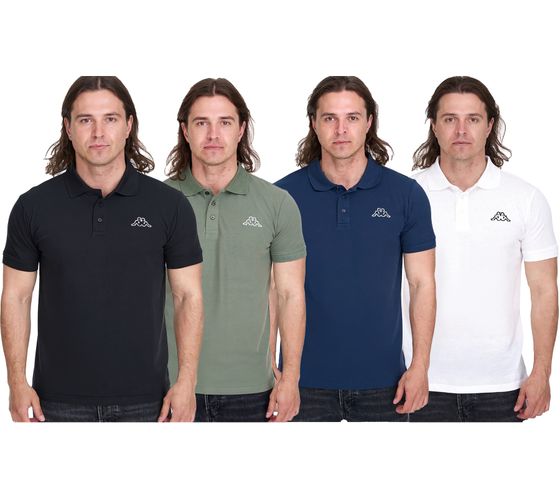 Polo Kappa de algodón para hombre con pequeño bordado. Polo de manga corta. Polo de punto piqué. 303173NC. Blanco, negro, azul oscuro o verde.
