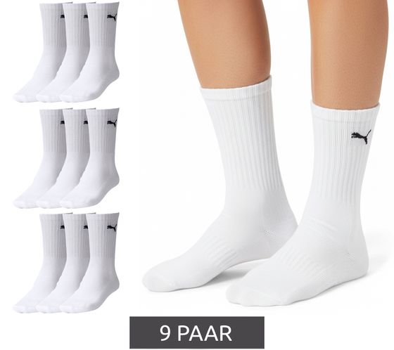 9 pares de calcetines deportivos lisos PUMA, calcetines de algodón, calcetines de tenis, calcetines largos 7308 300 blanco