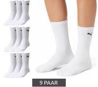 9 Paar PUMA schlichte Damen Sport-Socken Baumwoll-Socken Kinder Tennis-Socken lange Strümpfe 7308 300 Weiß