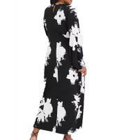 Sustainable Women's Maxi Dress, Summer Dress with Floral Print, Casual Dress 955101 Black/White