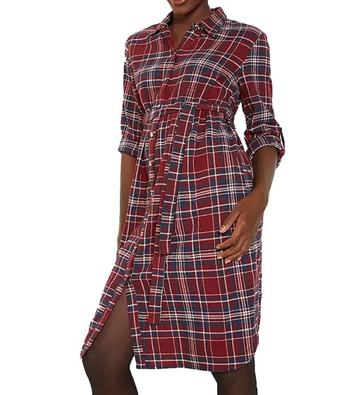 Women's Maternity Dress, Checked Cotton Dress, Pregnancy Dress 975990 Red/Blue