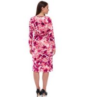 Robe midi moulante pour femme, robe d'été à imprimé floral et fronces latérales 928586 Rose