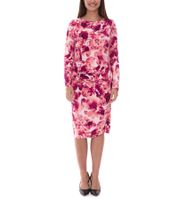 Robe midi moulante pour femme, robe d'été à imprimé floral et fronces latérales 928586 Rose