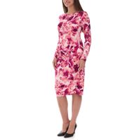 Robe midi moulante pour femme, robe d'été à imprimé floral et fronces latérales 928586 Rose